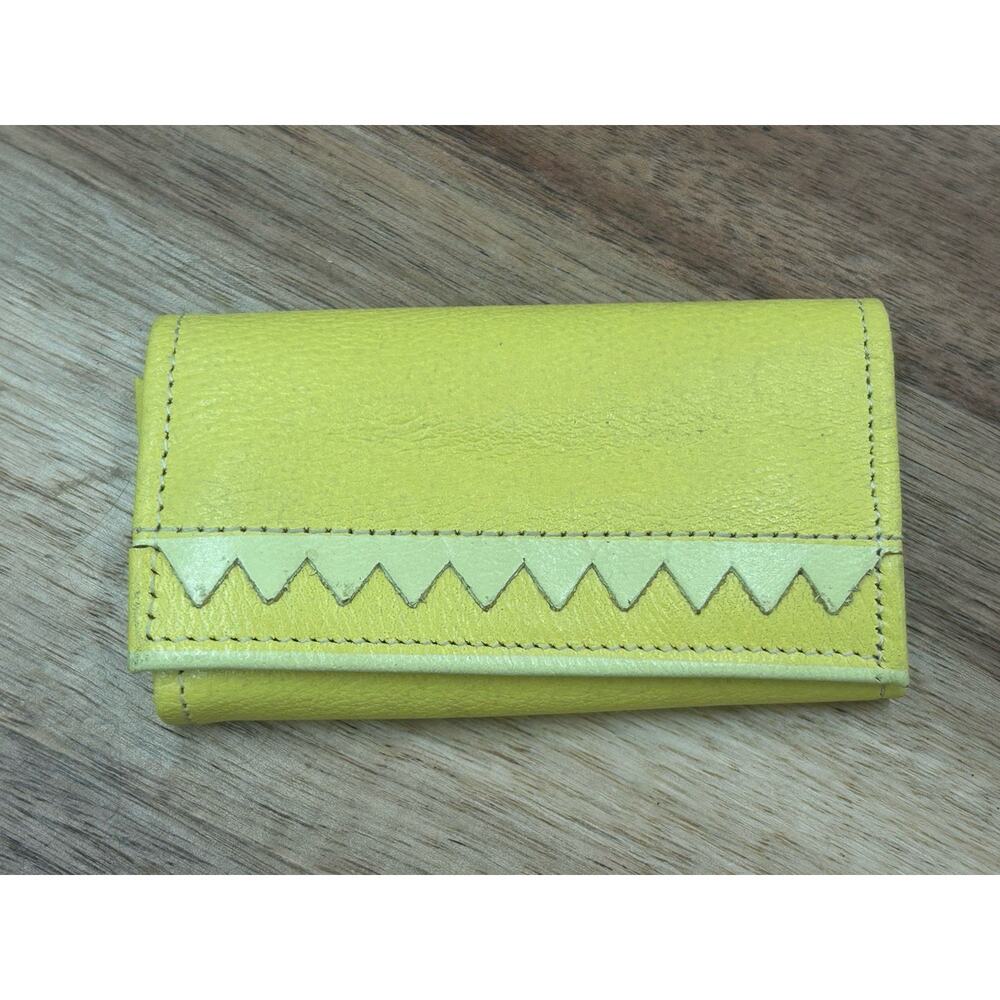 Vintage Rolfs Cowhide Leather Key Case Wallet Yellow 5 Hook Key Holder USA